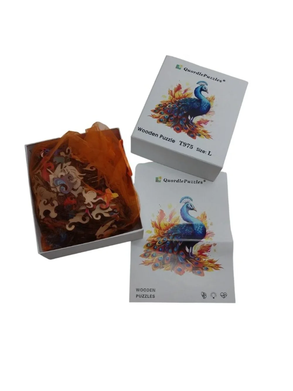 Quordle Puzzles Wooden Peacock Puzzle T976 Size L Large